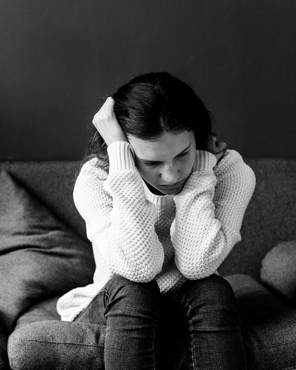 Stressed Teenager Sitting Sofa (1)
